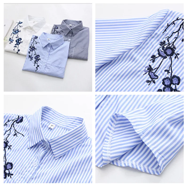 Повседневные женские топы blusas mujer de moda женская синяя рубашка в полоску хлопковая