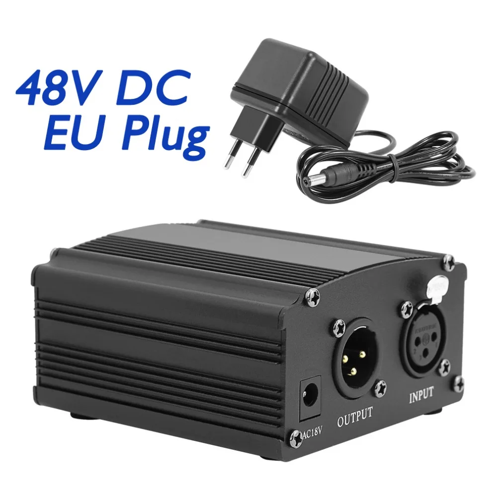 48 В DC Phantom Power для микрофона студии караоке Запись конденсаторный микрофон