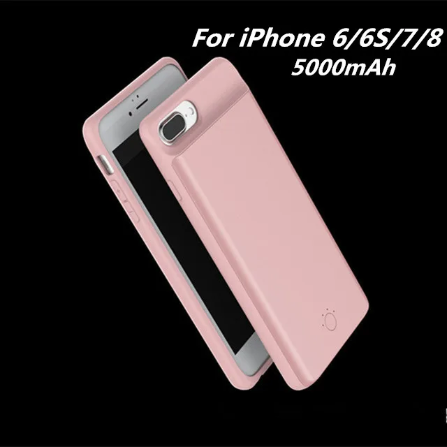 Портативный внешний аккумулятор для iPhone 8, 7, 6, 6S Plus, магнитные Чехлы для зарядки аккумуляторов, чехлы для iPhone 6, 6 S, 7, 8, чехол для внешнего зарядного устройства - Цвет: Pink For 6 6S 7 8