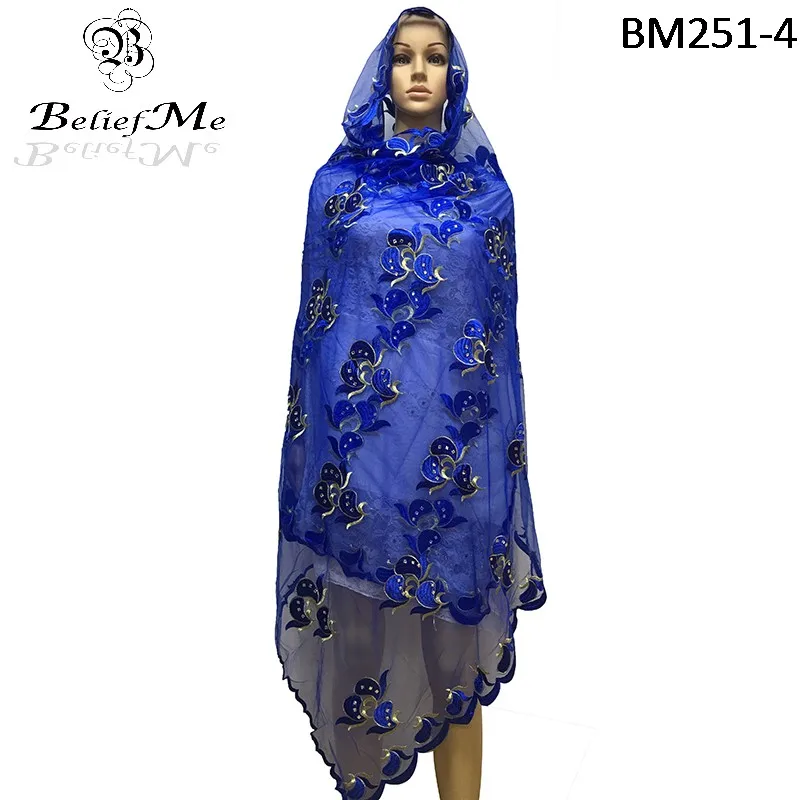 Новейшие африканские женские шарфы мусульманские однотонные с вышивкой шарф