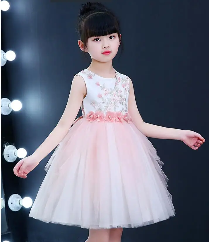 2018 летнее платье для девочек кружевное принцессы с аппликацией вечерние