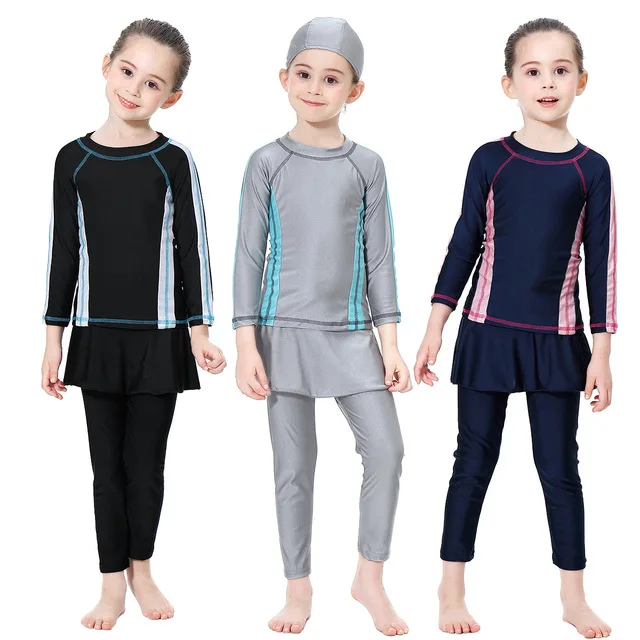 

Muslim Swimsuit Girls Swimming Suit Hijab Clothing Bathing Swim Set Islamic Swimwear Burkinis Child Children Teens Junior Kids