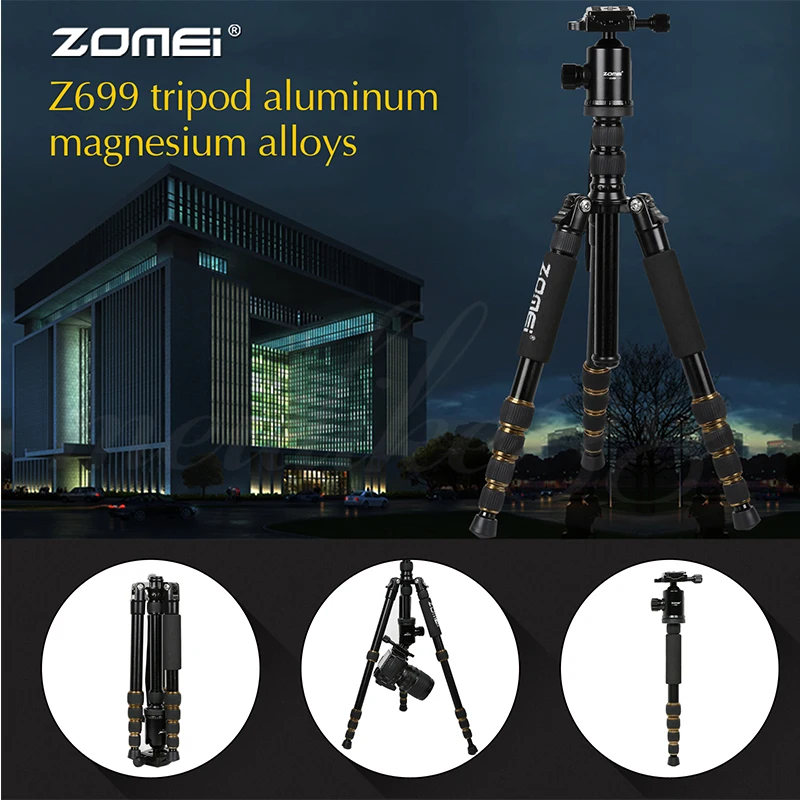 Zomei Z699 Профессиональный алюминиевый дорожный штатив монопод с шаровой головкой для камеры видеокамеры