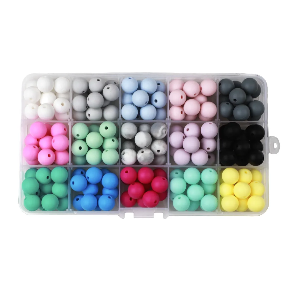 

Joepada 100pcs Silicone Beads FPA Free 19mm Silicone Baby Teething Beads Chewable Teether Necklace Pacifier Clips Baby Teether