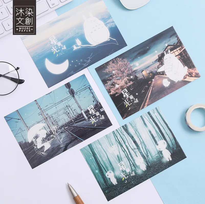 30 шт./компл. мультфильм аниме декорации светящаяся серия открытка с подарком на