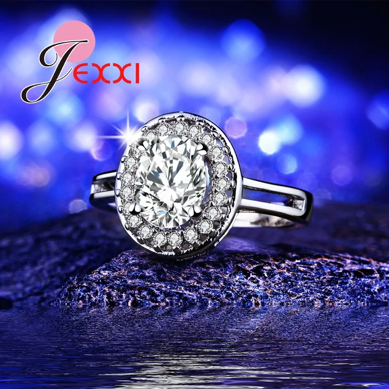 

High Quality Big Oval CZ Crystal Women Lady Rings Silver Color Rings For Anniversary Wedding Valentine Gift