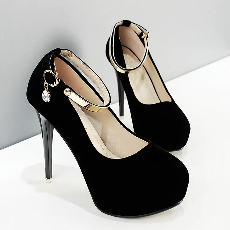 Ankle Black Туфли-лодочки; женская обувь; свадебные туфли на платформе и высоком каблуке; женские классические туфли-лодочки на высоком каблуке; туфли с бабочкой; женская обувь; сезон весна-лето; коллекция года - Цвет: Ankle Black