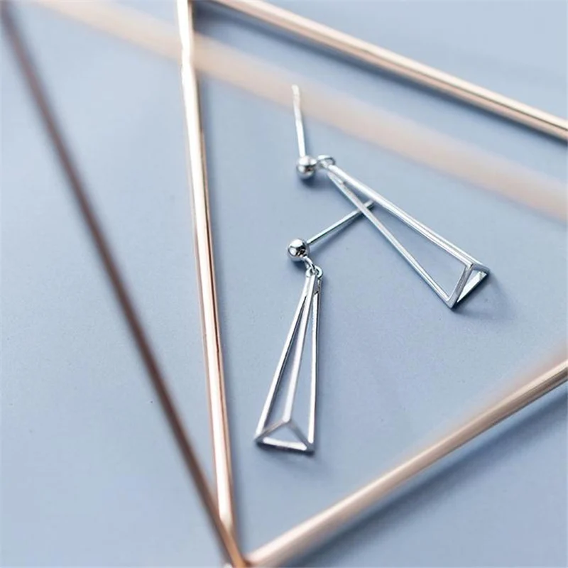 Popular Women's Personality Simple Triangle Bracket Dangle Earrings 925 Silver Hot Pretty Fashion Jewelry G0865