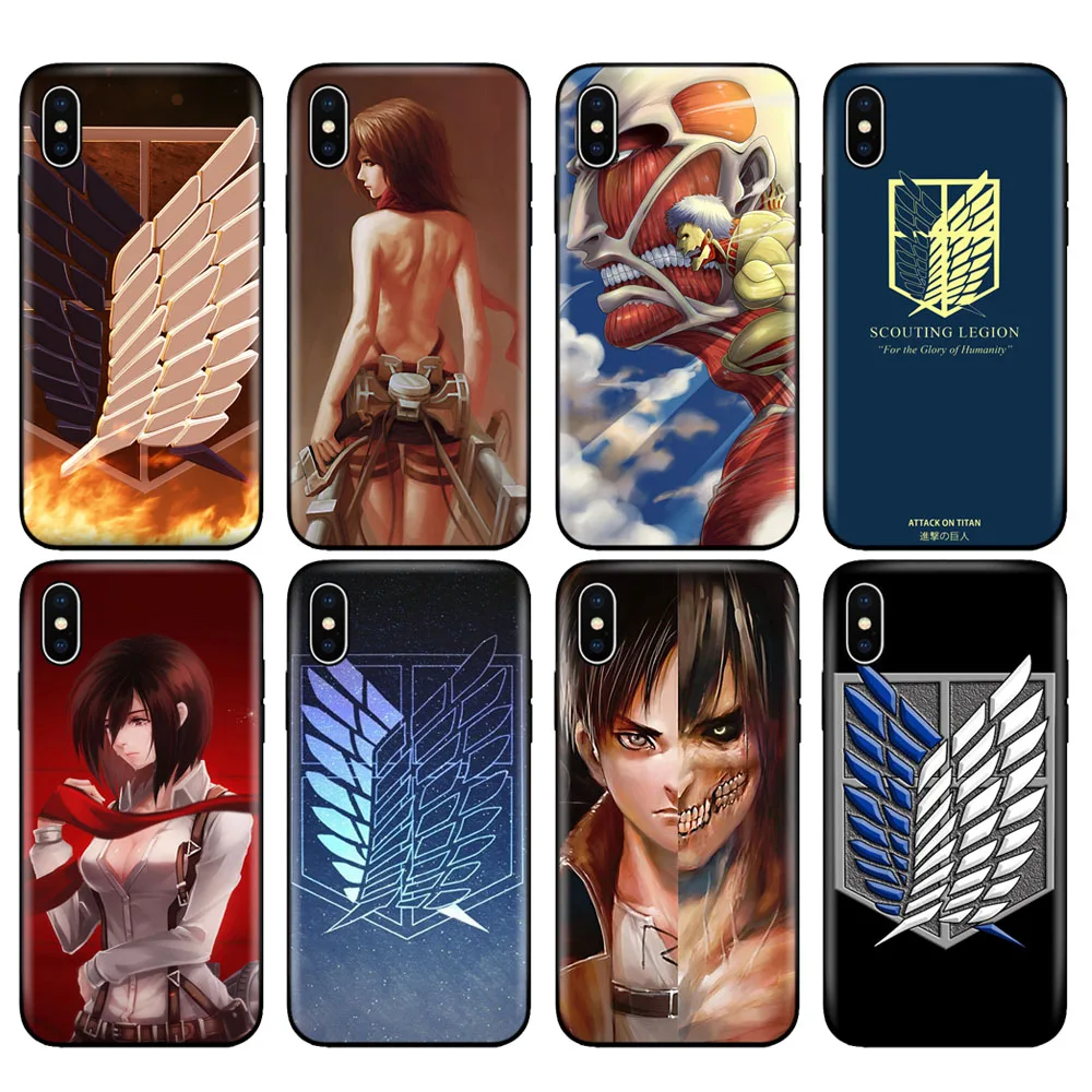 Черный чехол из ТПУ для iphone 5 5s se 6 6s 7 8 plus x 10 силиконовый XR XS 11 pro MAX с аниме Japa attack on