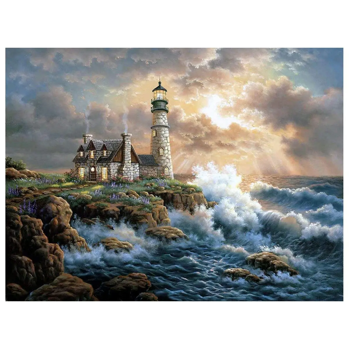 Photo color 5D DIY алмазная живопись по номерам наборы маяк(14X18 дюймов/35X45 см - Цвет: Photo color