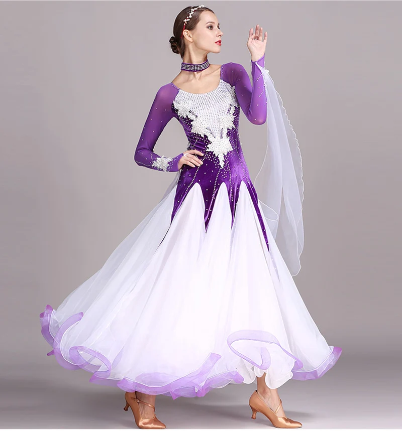 Стандартные платья для бальных танцев взрослых новый стиль 5 цветов женское