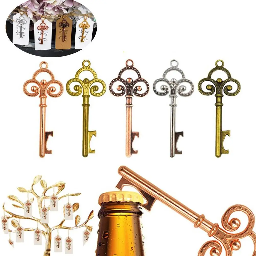Adeeing Simple Retro Key Shape Bottle Opener Pendant Multi-function Beer with Tag Cards Wedding Party Rustic Decor | Дом и сад