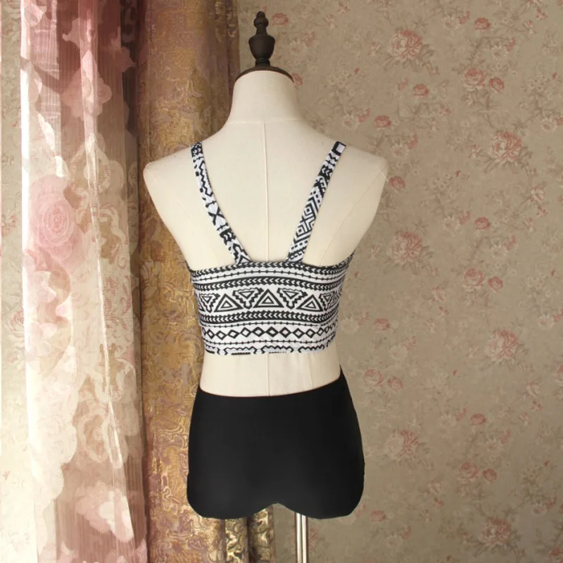 Женские бикини с геометрическим рисунком и высокой талией шортами укороченное