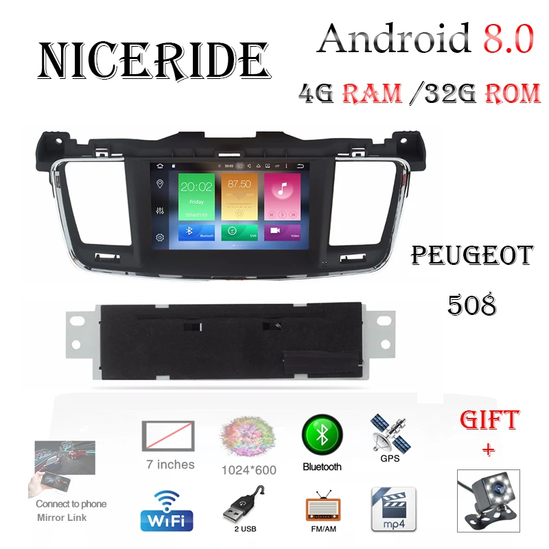 Android 9 0 автомобильный dvd плеер gps навигация радио стерео для PEUGEOT 508 2011 2012 2013 2017