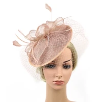 elegant women ladies sinamay hat feather headband clip fascinator veil wedding party royal ascot hair accessories headwear