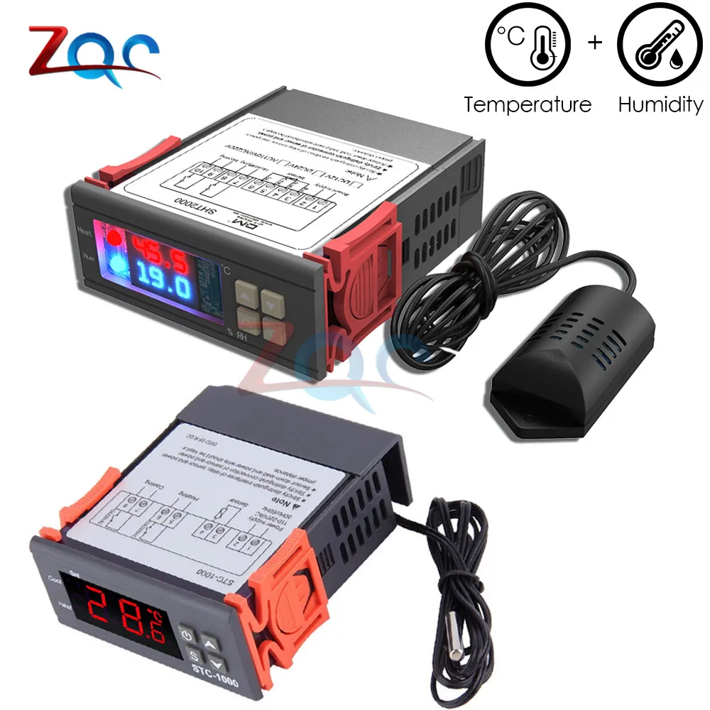STC-1000 SHT2000 AC 110V 220V Цифровой термостат гигростат регулятор температуры влажности Регулятор терморегулятор гигрометр