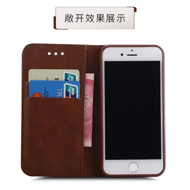Роскошный кожаный чехол Crazy Horse для iphone X 8 7/6/6 s/5S/5/4S/4 7 plus откидная крышка винтажный