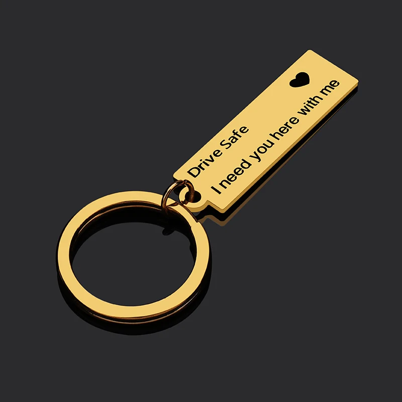 Custom Keyring Gifts Engraved Drive Safe I Need You Here With Me Gold &ampRose Color Stainless Steel Keychain Couples Jewelry | Украшения и