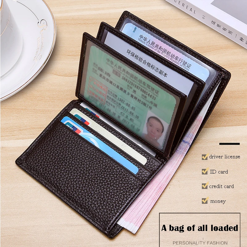 Men's Genuine Leather Wallet Passport Case Business Card Holder Driver's License Bank ID Credit card package sets | Багаж и сумки
