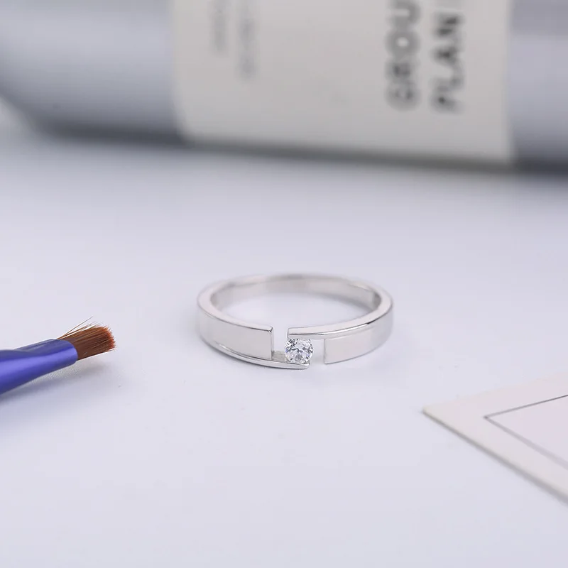 HFXSSSP S925 silver ring new fashion simple and wild inlaid zircon male couple explosion jewelry | Украшения и аксессуары