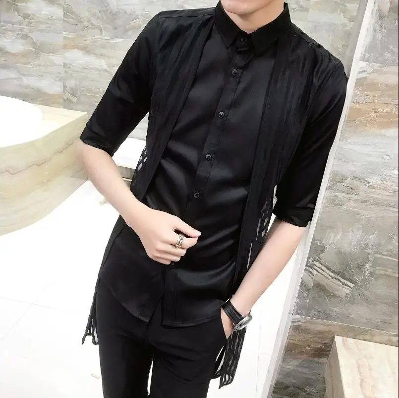 2019 New Summer Thin Men's Casual Shirt Regular Cotton Men Three Quarter Sleeve Big Size Breathable Dress Shirts | Мужская одежда