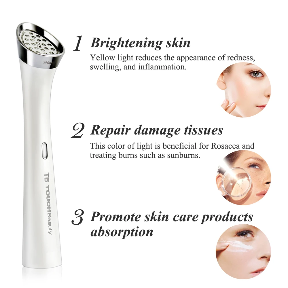 TOUCHBeauty 590nm желтый светодиодный светильник терапевтический прибор для удаления акне и морщин омоложение кожи лица массаж лица TB-1611C