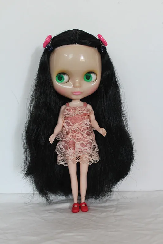 Blygirl Black straight hair nude doll Blyth transparent skin ordinary body seven joints change their own makeup | Игрушки и хобби