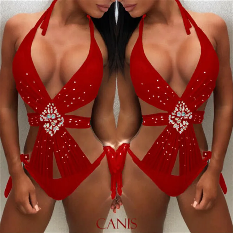 Сексуальный слитный купальник Женский однотонный с пуш ап купальный костюм