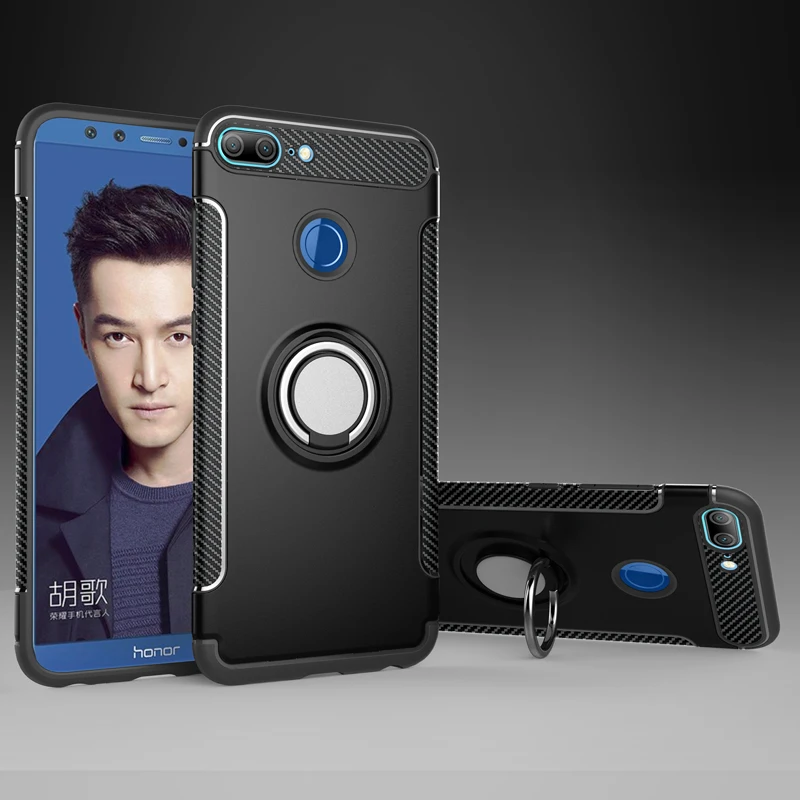 Чехол-подставка для Huawei Honor 9 Lite металлическое кольцо-держатель чехол для телефона Honor9 Lite LLD-L31 LLD-L22A Жесткий ПК и ТПУ чехол на бампер Fundas