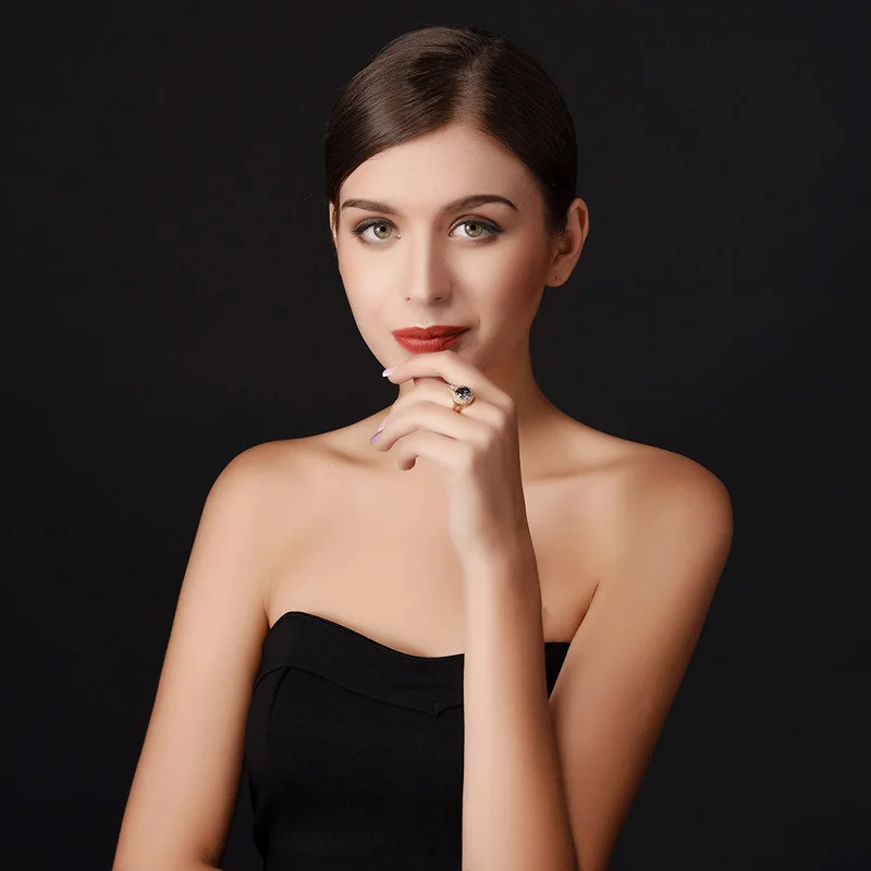 U7 Big Crystal Ring Silver/Gold Color Fashion Jewelry Luxury AAA Cubic Zirconia Wedding Rings For Women Gift Party R419 | Украшения и