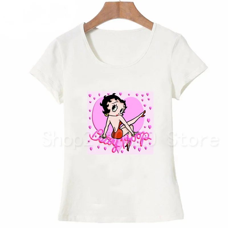 Женская футболка с принтом Betty Boop Повседневная забавная белого цвета