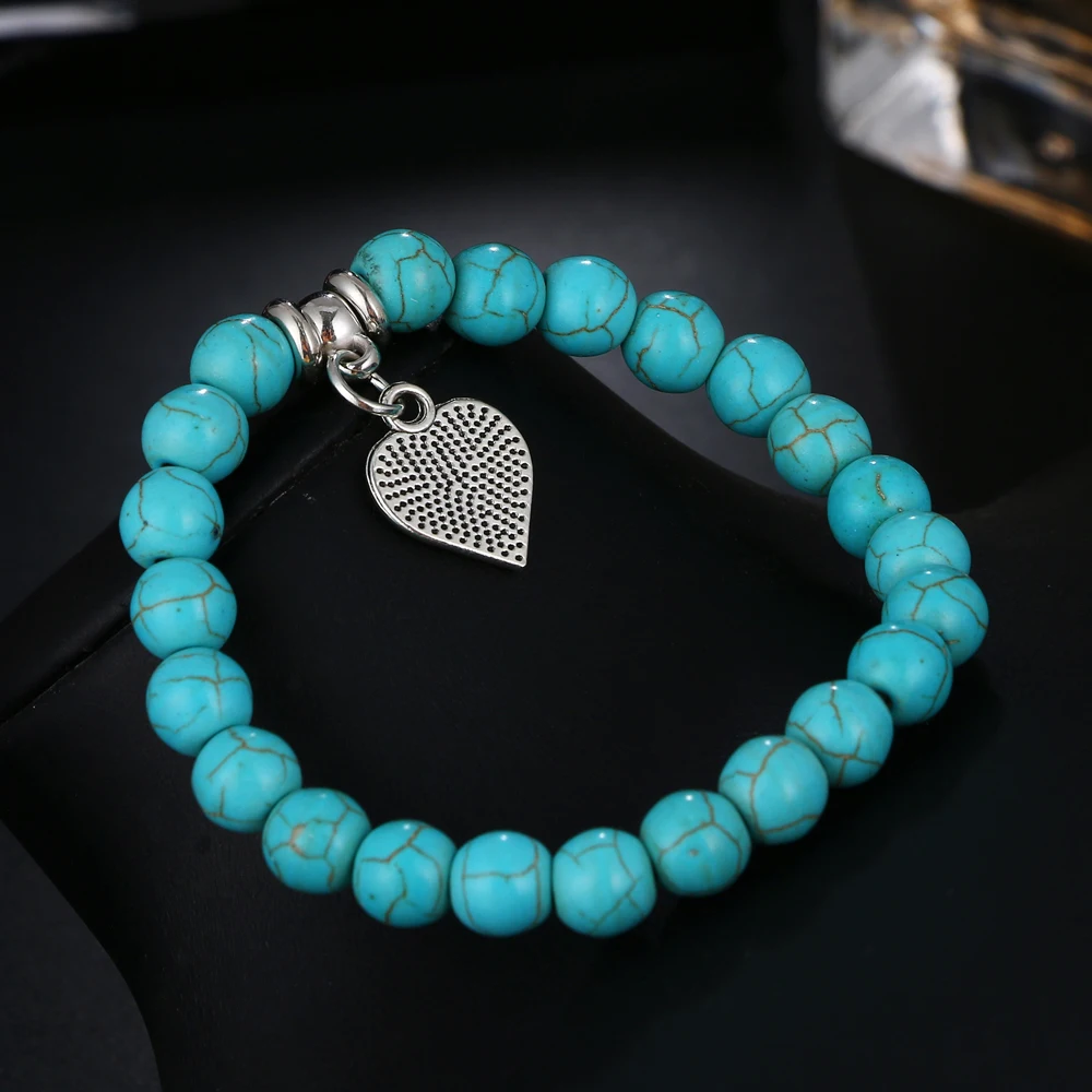 Boho винтажные браслеты из натурального камня с эластичной веревкой для мужчин и