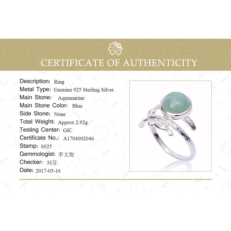 Женское кольцо Аквамарин Lotus Fun винтажное дизайнерское ювелирное изделие ручного