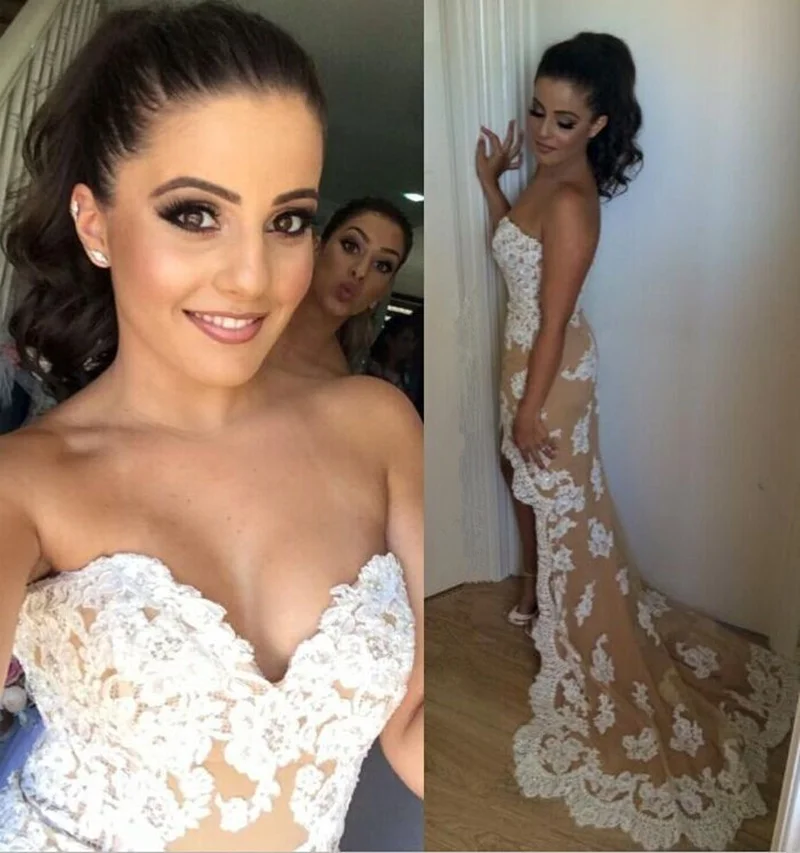 Женское платье подружки невесты белое из фатина цвета шампанского с аппликацией