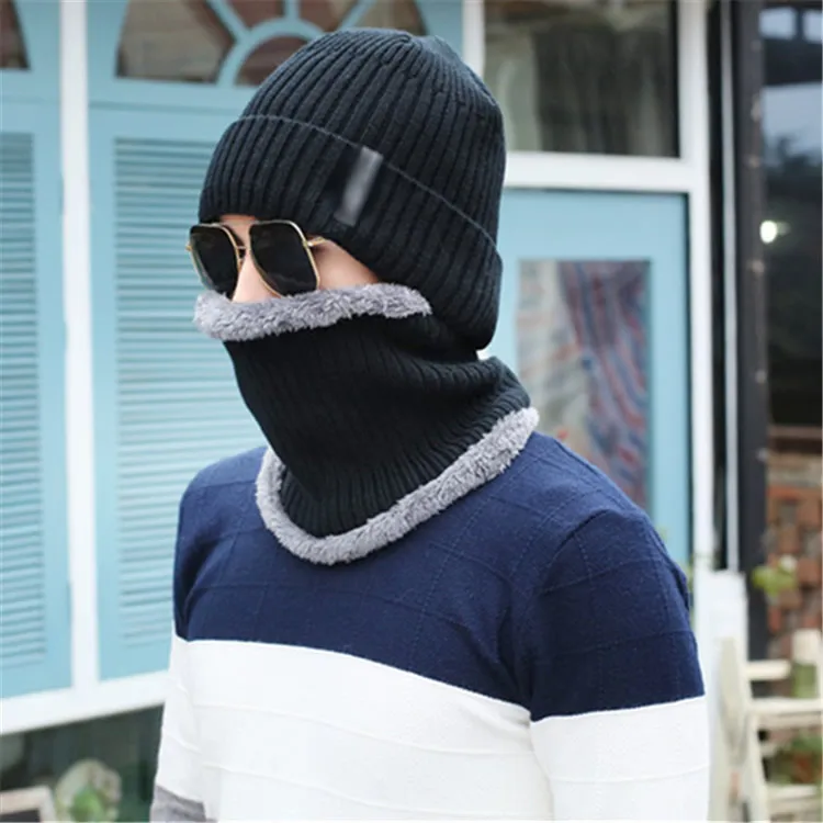 Зимняя вязаная шапка шарф зимние шапки для мужчин мужская Skullies Beanies на День