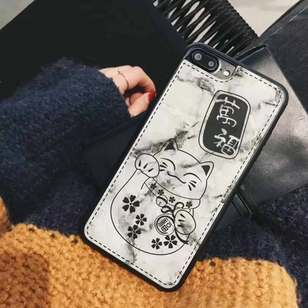 Милый 3D мультфильм Кот приносящий удачу Телефон чехол для iPhone 7 plus 6 8 X Прекрасный