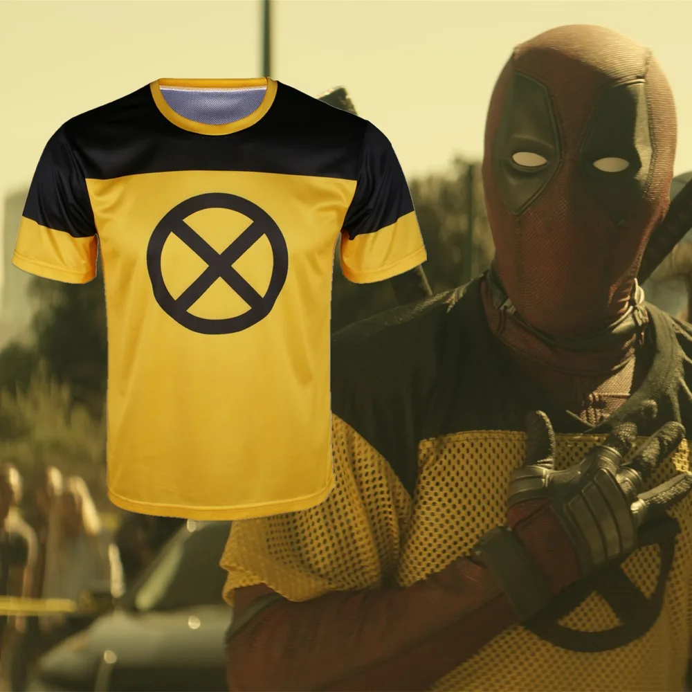 Мужская футболка с коротким рукавом Deadpool 2 желтая Приталенная из полиэстера