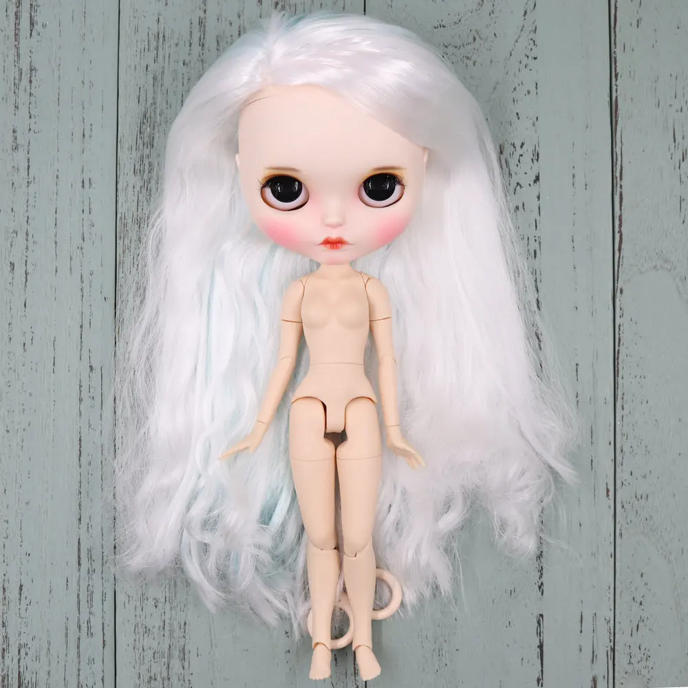 Кукла Blyth ICY DBS для серии № BL6909/136 детская голубая белая волосы цвет резных губ под