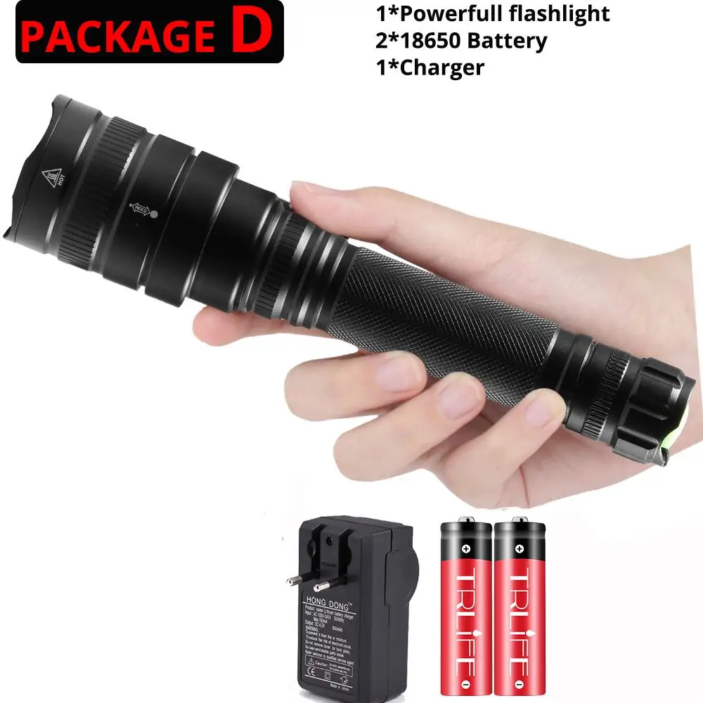 Package D 7000Lms светодиодный светильник-вспышка xhp70.2 ультра яркий водонепроницаемый светодиодный фонарь linterna xhp70 xhp50 18650 лучший кемпинг, велосипедный светильник, уличный - Испускаемый цвет: Package D