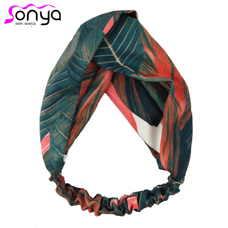 Скрещенные эластичные турбаны для отпуска девочек спортивные Растительные