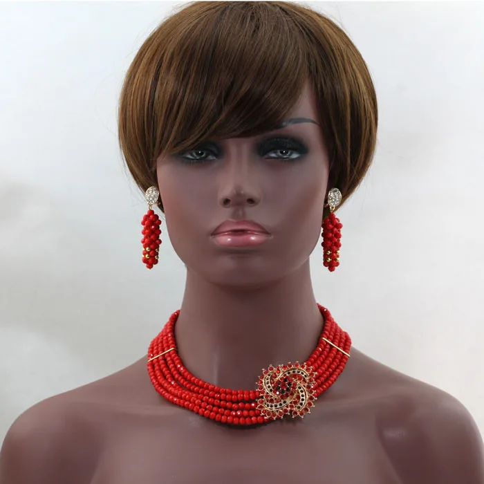 2019 Unique Style 2 Layers Hyacinth Beads Jewelry Set Hot Sale Nigerian Beaded Wedding Handmade Free Ship HN0604 | Украшения и