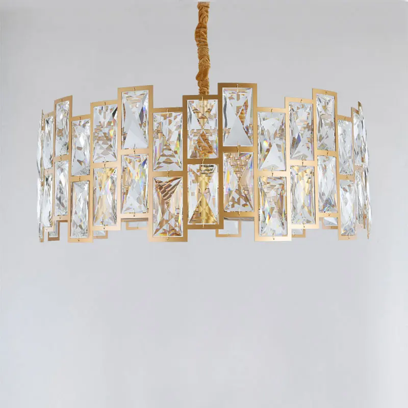 

Хрустальный подвесной светильник, креативный нестандартный круглый подвесной светильник, железная Золотая окрашенная декоративная интер...