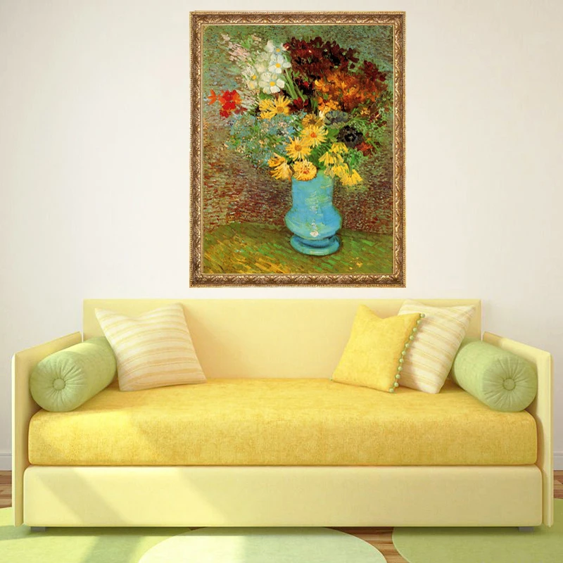Vincent Van Gogh's Works Daisy and Anemone 5D DIY Алмазная картина полностью квадратная вышивка