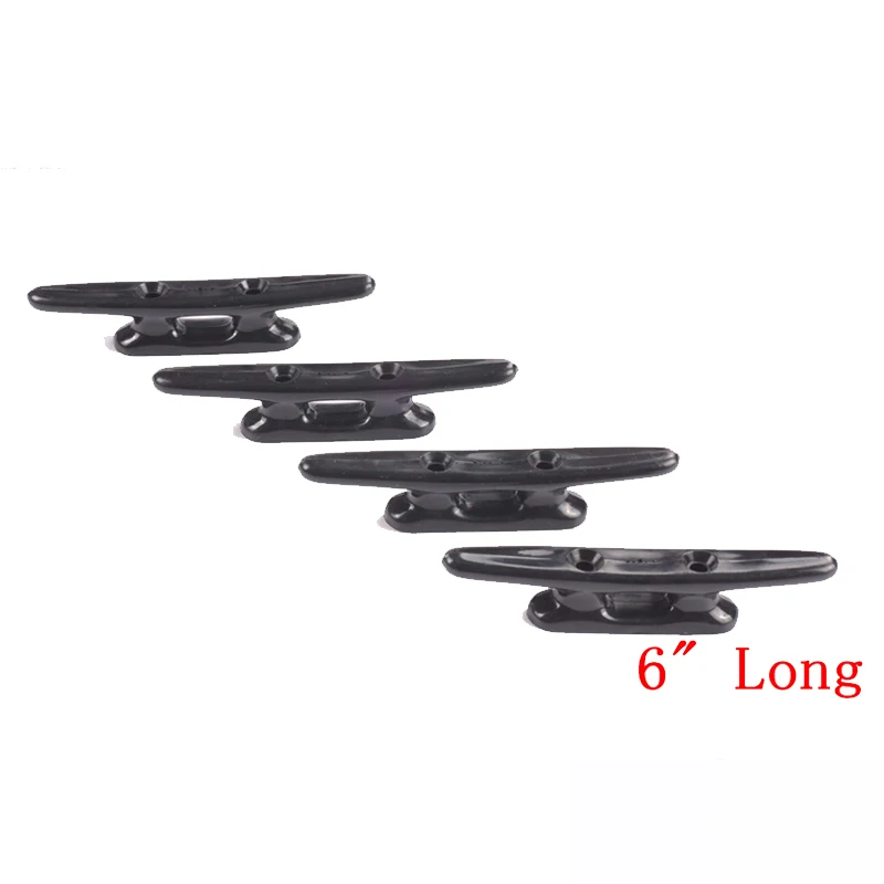 

4PCS 6" Light-Duty Black Nylon /Plastic Base Cleat Marine Boat Cleat for use on docks & boats MARINE /BOAT/ YACHT/SAILING