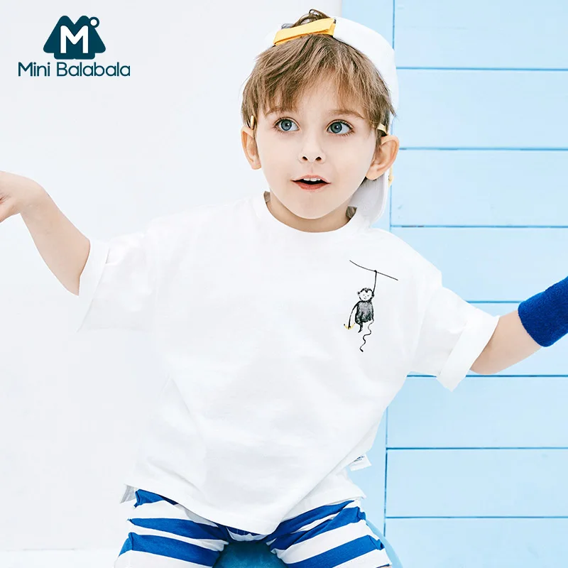 Мини Футболка balabala для маленьких мальчиков хлопковая футболка с коротким