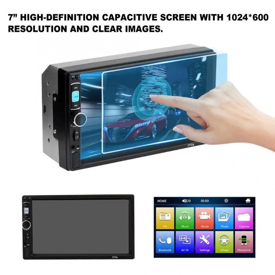 777A 7 &quotHD емкостный экран с управлением автомобильный MP5 MP4 плеер BT громкая связь
