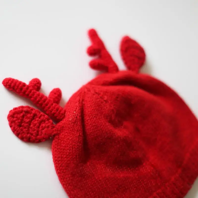 Рождество Санта олень Стиль вязаные шапки оленьего рога уха шерсть ткань Шапки