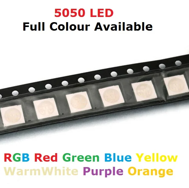100 шт. SMD 5050 RGB чип светодиодная лампа smd5050 трехцветсветодиодный 60 мА постоянный