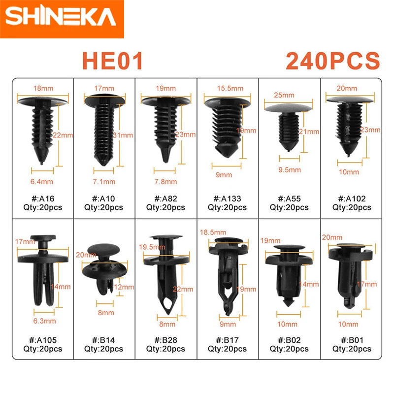 SHINEKA гайки и болты для джип Авто фиксатор для кузова нажимной Тип штырь заклепка крепеж комплект крыло бампер дверь заклепка панели для джип