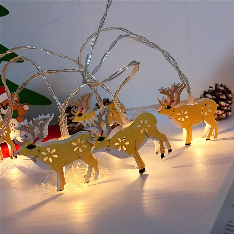 Brown Reindeer 3 м 20LED Рождественская гирлянда света Санта Клаус/Снеговик/Рождественские носки/оленей гирлянды украшения для рождественской праздничных вечеринок - Испускаемый цвет: Brown Reindeer